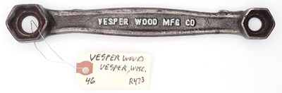 10''L "Vesper Wood Mfg Co", on back "Vesper Wisc", 7/8 and 1-1/8" hex socket