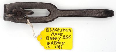 8.5''L Blacksmith-made buggy wrench with ram's horn adjustment
