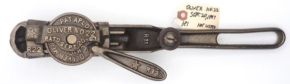 Lot 181: 14.75''L "Oliver No 22 Patd Sept 20-07"