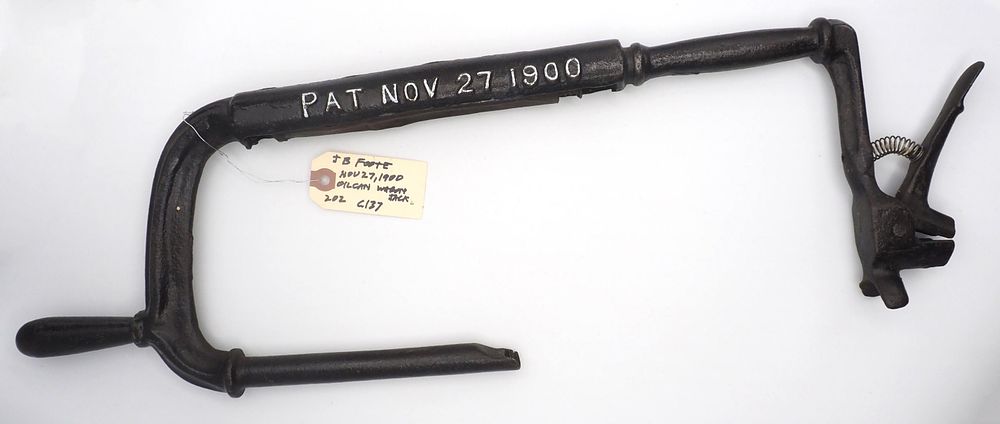 Lot 202: 23''L J.B. Foote oil can wagon jack wrench