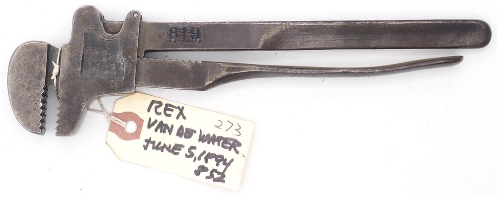 Lot 273: 9.25''L "Rex Auburn N.Y. Pat June 5, 1894"