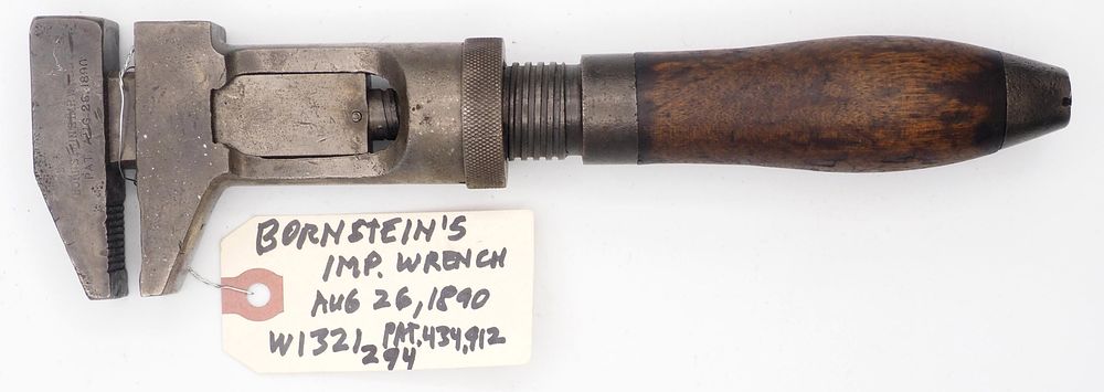 Lot 294: 10''L "Bornsteins Imp. Wrench Pat. Aug 26, 1890"