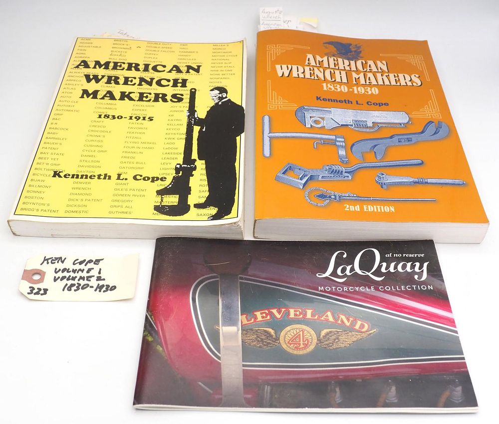 Lot 323: (2) Wrench books & Motorcycle catalog
