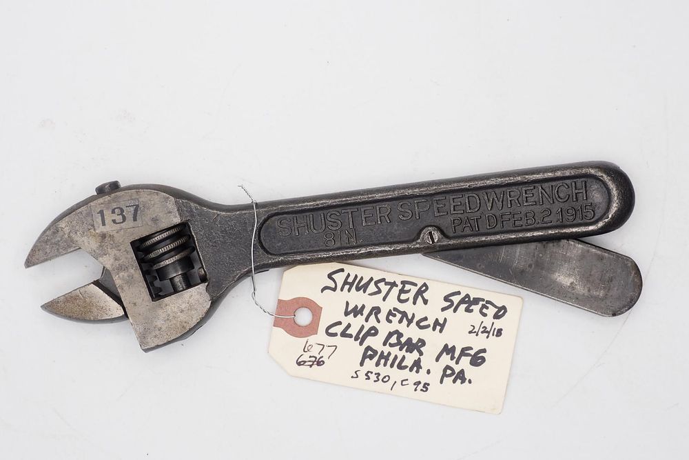 Lot 677: 8''L "Schuster Speed Wrench Pat'd Feb.2.1915"