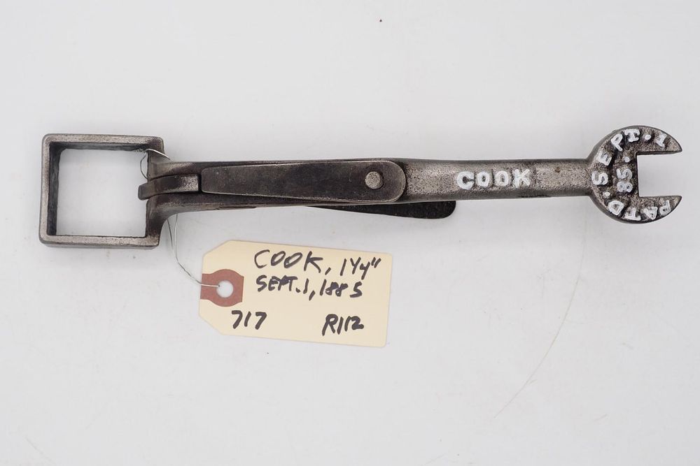 Lot 717: 9''L "Cook Pat'd Sept 1 85", 1-1/4" box end