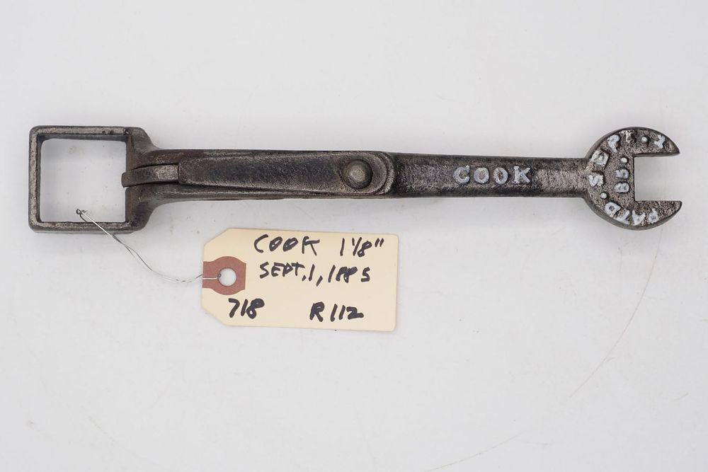 Lot 718: 8.75''L "Cook Pat'd Sept 1 85", 1-1/8" box end