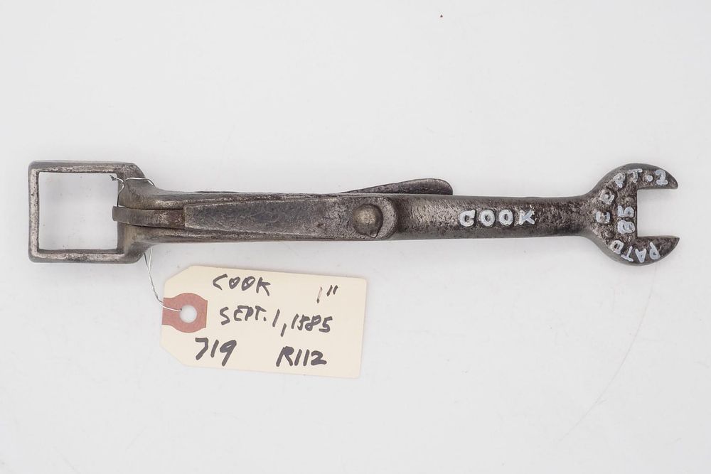 Lot 719: 8.75''L "Cook Pat'd Sept 1 85", 1" box end