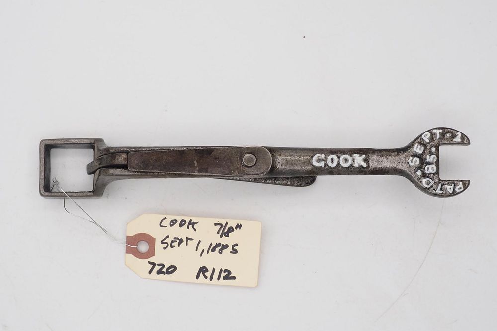 Lot 720: 8.5''L "Cook Pat'd Sept 1 85", 7/8" box end