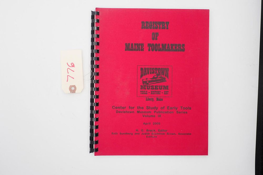 Lot 776: Registry of Maine Tool Makers