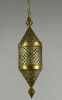 Pierced Brass Middle Eastern Lantern. Approximately 26.375L x 7.625W in. Chain Approximately Image - 1
