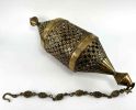 Pierced Brass Middle Eastern Lantern. Approximately 26.375L x 7.625W in. Chain Approximately Image - 2