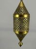 Pierced Brass Middle Eastern Lantern. Approximately 26.375L x 7.625W in. Chain Approximately Image - 5