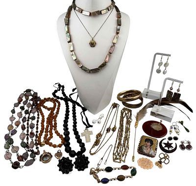 Grouping Of Antique And Vintage Costume & Semiprecious Stone Jewelry. Grouping Of Antique And 