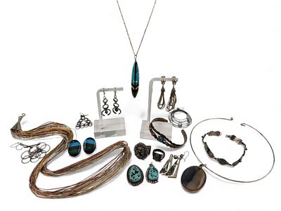 Lot Of Vintage Silver Jewelry Including Native American And Native American Style Pieces 