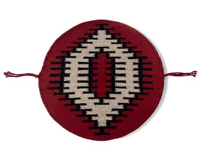 Navajo Circular Wool Weaving. Approximately 15.0L x 15.0W in (Excluding tassels).FOR SHIPPING: 