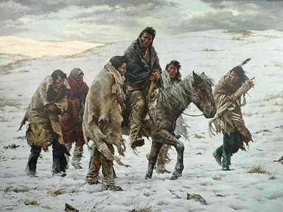 Howard Terpning (American, b.1927), Chief Joseph Rides To Surrender, Giclee On Canvas. Signed 