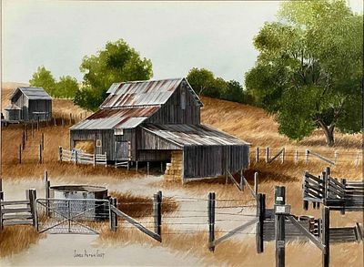 James Peter Cost (California, 1923-2002) Hay Barn, Watercolor On Paper. Signed lower left. As 
