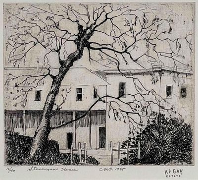 August Francois Gay (French-American, 1890-1948), R.L. Stevenson House, Etching. Edition 16/40. 
