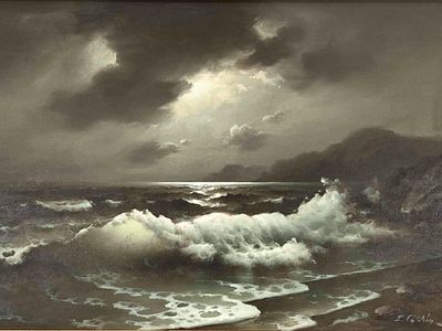 Eugene Garin (Ukrainian, 1922-1994), Seascape, Oil On Canvas. Signed lower right. Artist's 