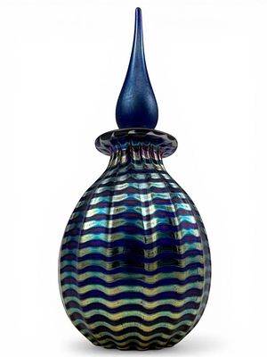 Steven Correia Iridescent Art Glass Perfume Bottle. Signed "Correia VPLSIC 40.8210." 