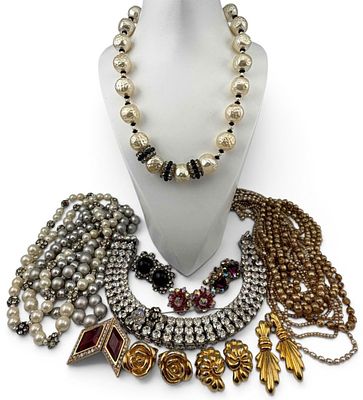 Grouping Of Vintage Designer Costume Jewelry, Including Vendome, Mimi di N, Nina Ricci. Three 
