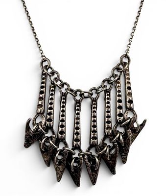 Modernist Sterling Silver Necklace With Tribal Inspired Design, 48.7g. Appears to be signed 