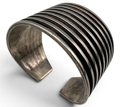 Vintage Taxco Sterling Silver Cuff Bracelet, 62.6g. Marked "EF Sterling Taxco 925 Hecho En 