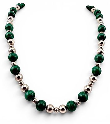 Tiffany & Co. Sterling Silver Malachite Bead Necklace. Tiffany &amp; Co. Sterling Silver 