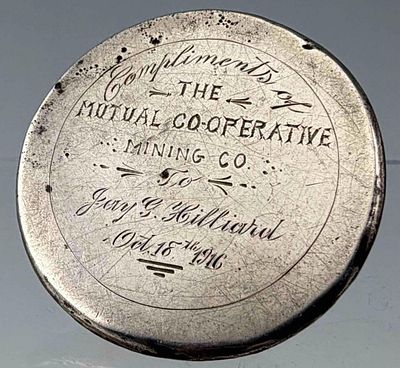 1916 Mutual Co-Operative Mining Co. Sterling Silver Presentation Medal, 133.9g. Tests as 