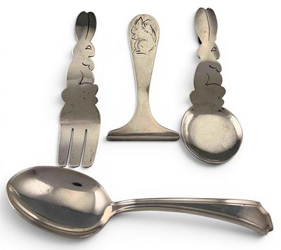 Sterling Silver Bunny & Squirrel Baby Serving Pieces. Sterling Silver Bunny &amp; Squirrel Baby 