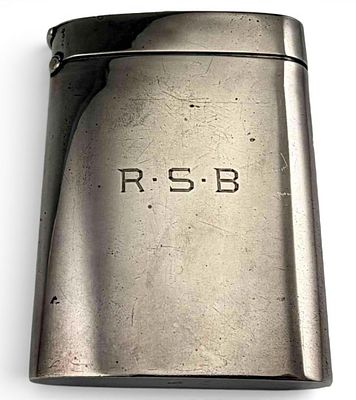 Raymond Burr Sterling Silver Cigarette Case, 104.0g. engraved "R.S.B." Interior stamped "K 