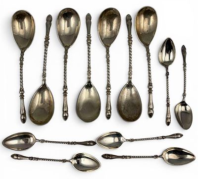 German 800 Silver Deer's Foot Teaspoons & Demitasse Spoons. German 800 Silver Deer's Foot 