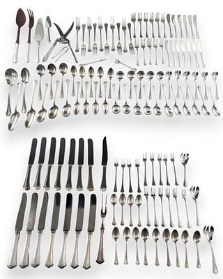 R. Wallace & Sons Sterling Silver Flatware Set, Hammered Arts & Crafts Pattern. R. Wallace &amp; 