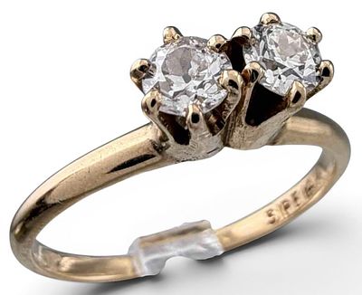 Vintage 14K Yellow Gold Two Diamond Ring, 2.0g. Marked "14K, " signed "SIPE." Diamonds 