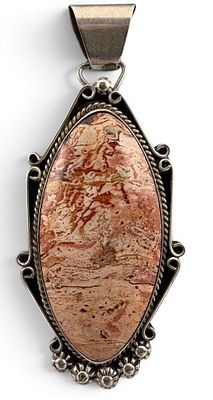 Kathleen Chavez, Navajo Sterling Silver Jasper Pendant. Kathleen Chavez, Native American 