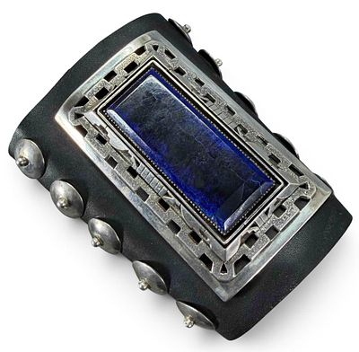 Navajo Sterling Silver Ketoh Bow Guard Bracelet. Navajo Sterling Silver Leather Ketoh Bow Guard 