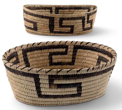 Two Papago Oval Baskets. Two Papago Native American Oval Baskets. Approximately 3.5H x 10.0L x 