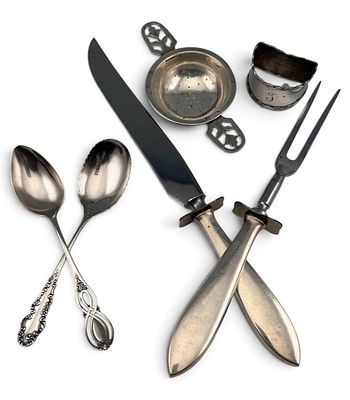 Sterling Tableware & Tea Strainer. Sterling Silver Tea Strainer &amp; Tableware, 74.8g. All 