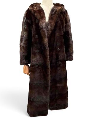 Vintage Joseph Magnin Mink Fur Coat, Ca. 1960's. Length at back approximately 41.0in. Chest 