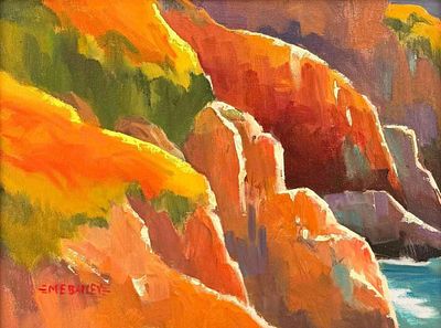 Michael Edward Bailey (California, 1943-2025), Coastal Landscape, Oil On Canvas Board. Signed 