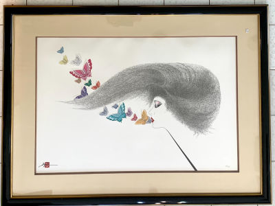 הדפס ליטוגרפי טכניקה מעורבת MIX MEDIA חתום HISASHI OTSUKA שנה 1988 מהדורה 98 עם אישור מקוריות 