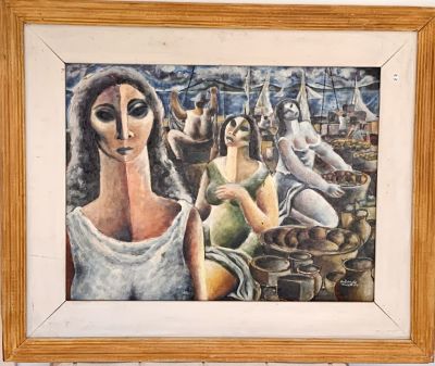 שמן על משטח ORLANDO MATTOS גודל 45X59 ס"מ מסגרת 68X82 ס"מ המסגרת עם פגמים