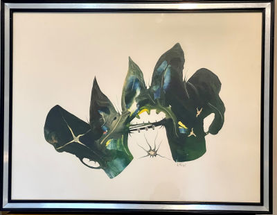 צבעי שמן פלסטי על נייר חתום משנת 1976 - מידות כולל מסגרת 70X55 ס"מ