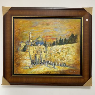 ציור שמן על בד kanchik ירושלים מידות 60x50 מסגרת 80x70 ס׳׳מ