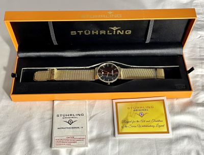 STUHRLING ORIGINAL SWISS QUARTZ חדש בקופסה 40 ממ- עובד עם סוללה חדשה