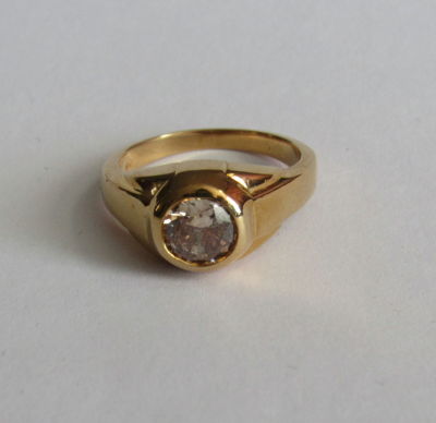 טבעת זהב ורוד 14 קרט חתומה עם יהלום כ 0.75 CT צבע חום קוניאק בהיר מטופלת SI2-3 - קוטר 6.4 מ"מ - 