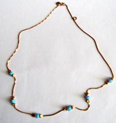 שרשרת זהב 14 קרט חתומה עם 6 אבני חן בקוטר 4 מ"מ - אורך 40 ס"מ