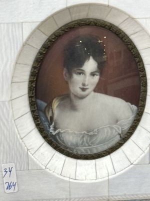 ציור יד מיניאטורה עתיק במסגרת שנ הב