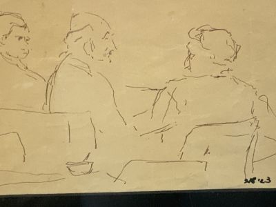 צבי שור רישו ם 16X24 ס"מ – חתום וממוסגר