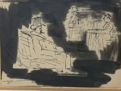 טפלר שחור לבן דיו 15X20 ס"מ – חתום וממוסגר